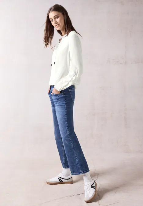 Bluse mit elastischem Saum vanilla white