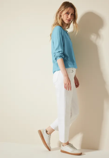 Bluse mit elastischem Saum turquoise