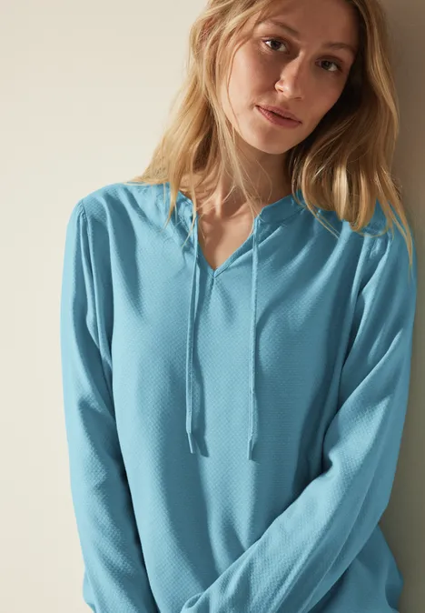 Bluse mit elastischem Saum turquoise