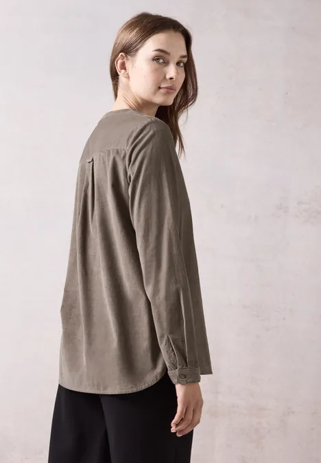 Cord-Bluse sporty taupe