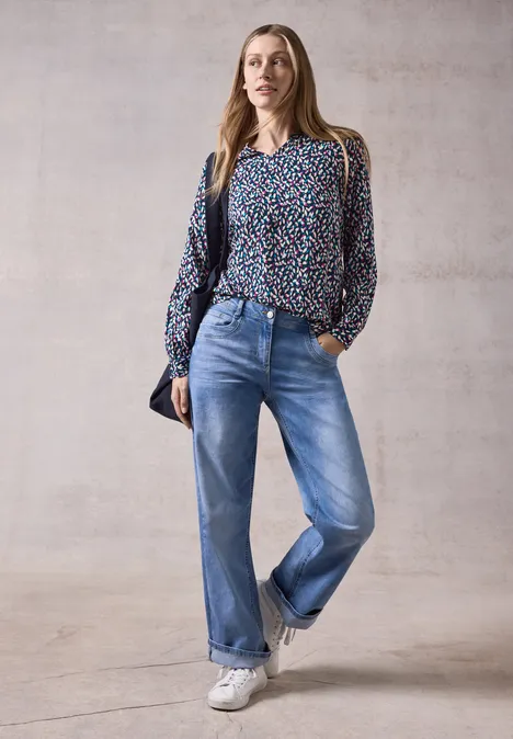 Bedruckte Bluse deep petrol