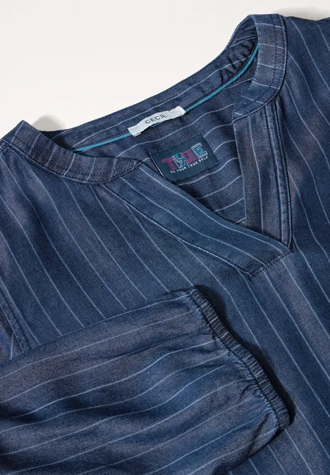 Lyocell-Jeansbluse mid blue wash
