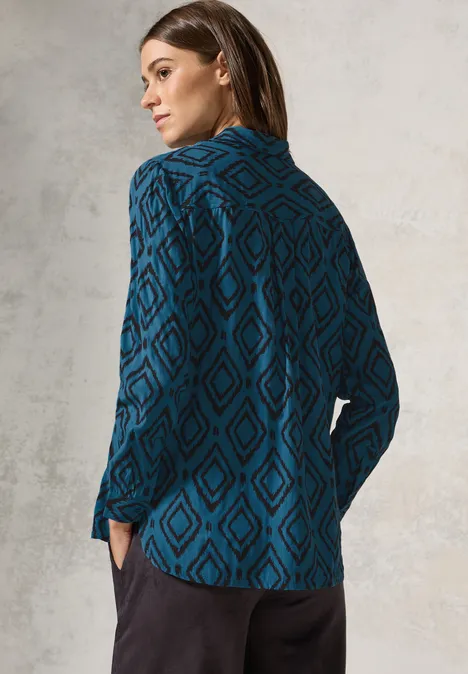 Bedruckte Longbluse celestial aqua blue