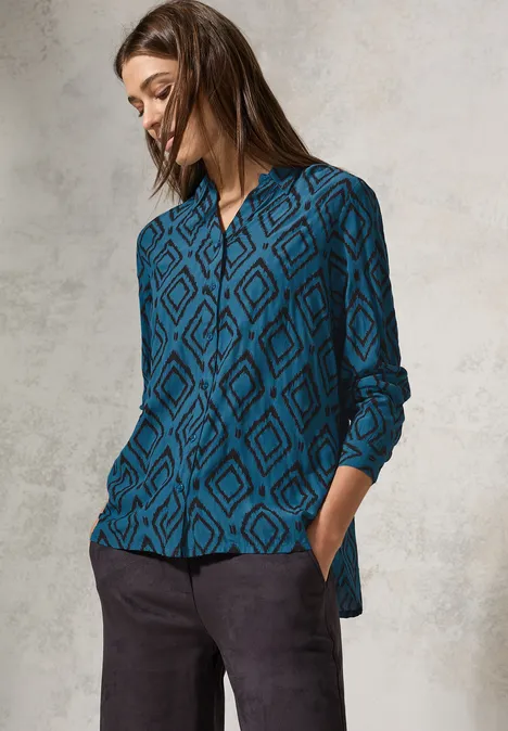 Bedruckte Longbluse celestial aqua blue