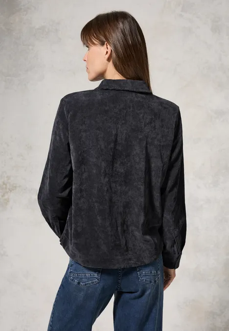 Cordbluse deep charcoal grey