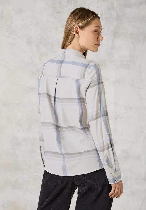 Karierte Bluse soft silver melange