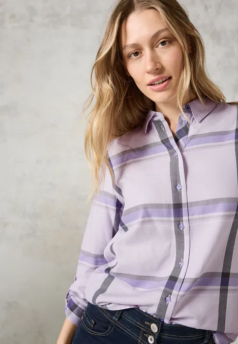 Karierte Bluse wild lilac melange