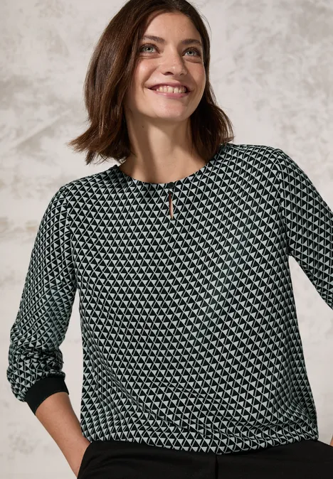 Bluse mit Minimal Print glaced salvia green