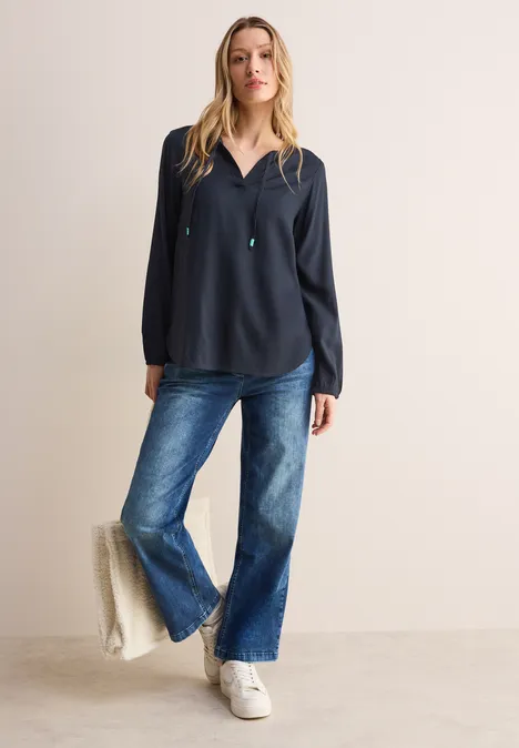Bluse in Unifarbe universal blue
