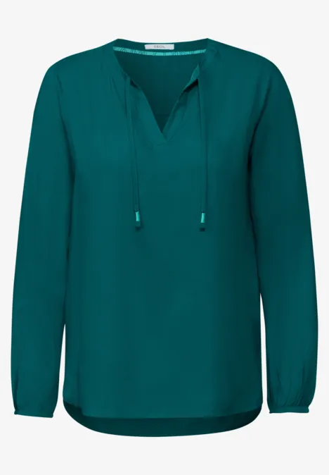 Bluse in Unifarbe petrol green