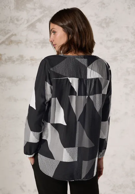 Bluse mit grafischem Muster Black