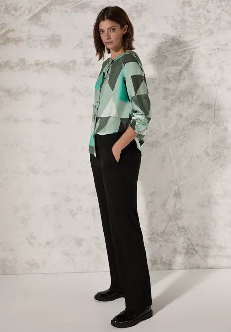Bluse mit grafischem Muster glaced salvia green