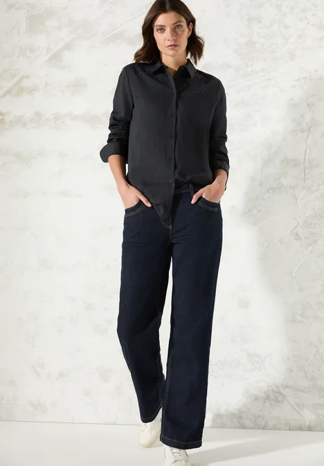 Bluse mit Glitzer-Details Black