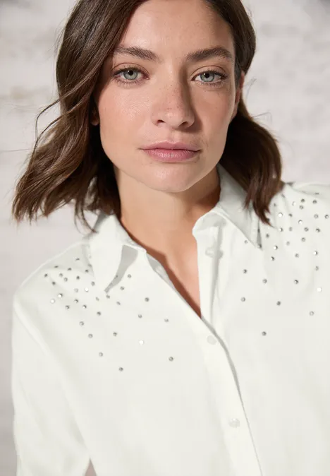 Bluse mit Glitzer-Details vanilla white