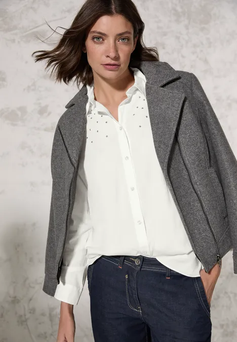 Bluse mit Glitzer-Details vanilla white