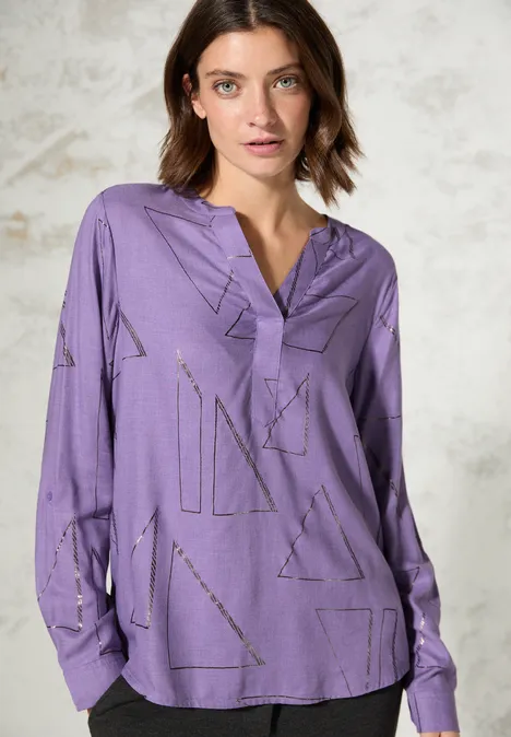 Bluse mit Folienprint gentle lilac melange