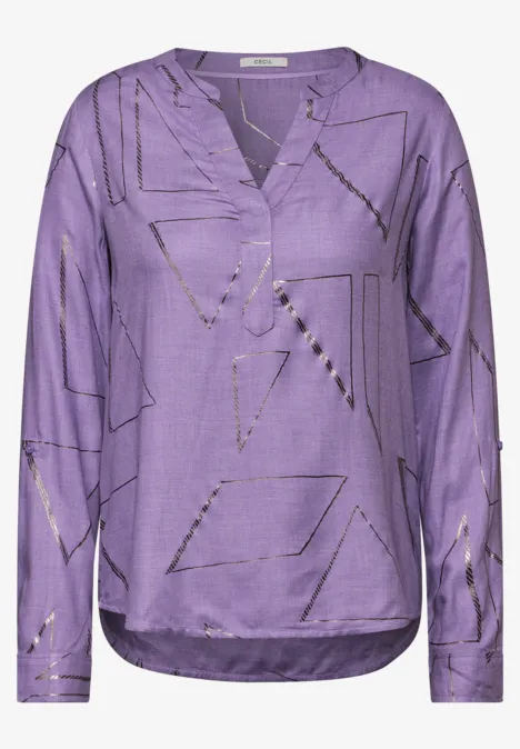 Bluse mit Folienprint gentle lilac melange