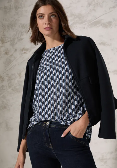 Bluse mit grafischem Print universal blue
