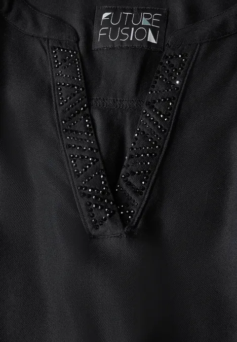 Bluse mit Glitzer-Details Black