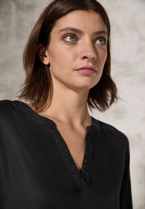 Bluse mit Glitzer-Details Black