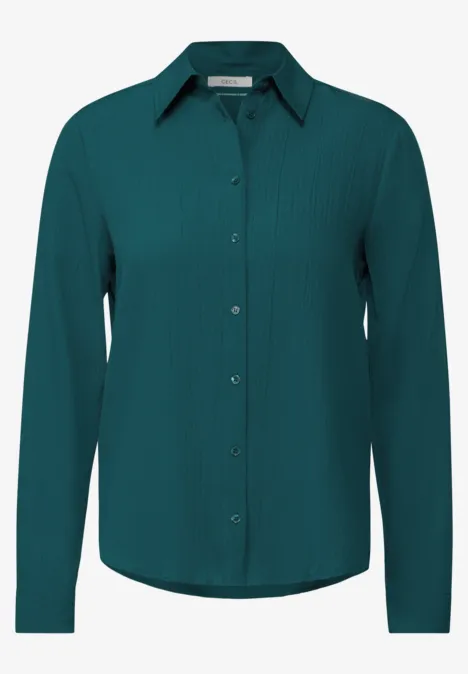 Hemdbluse mit Struktur petrol green