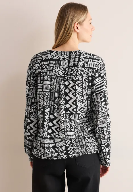 Gemusterte Bluse Black