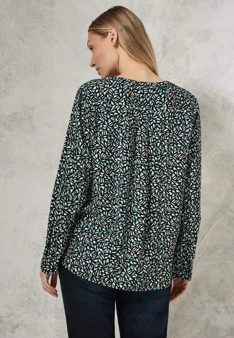 Bluse mit Minimal Print Black