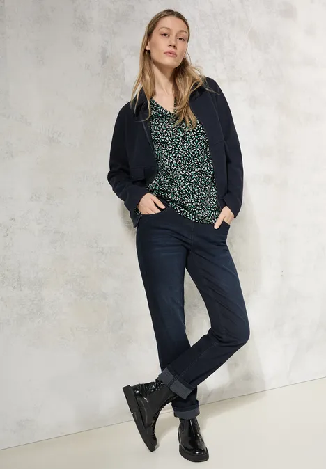 Bluse mit Minimal Print Black