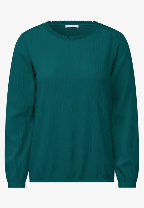 Bluse mit Smock-Detail petrol green