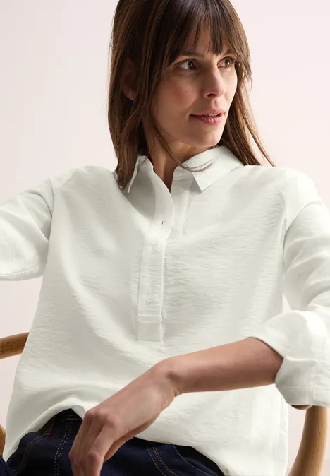 Bluse in Unifarbe vanilla white