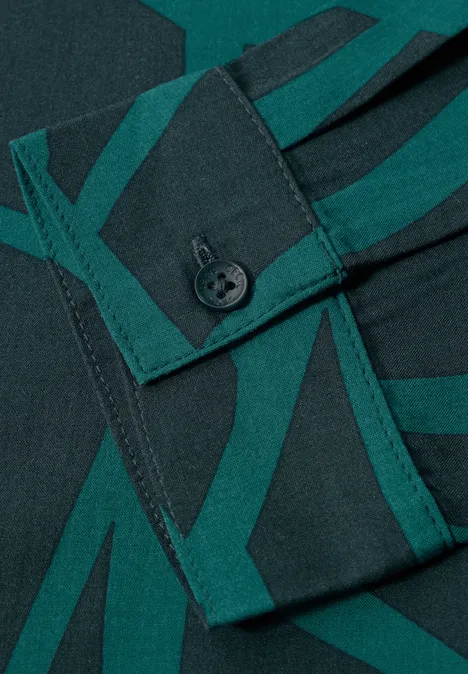 Bedruckte Bluse petrol green