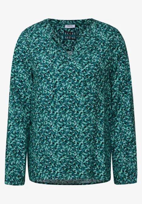Bedruckte Tunika-Bluse petrol green