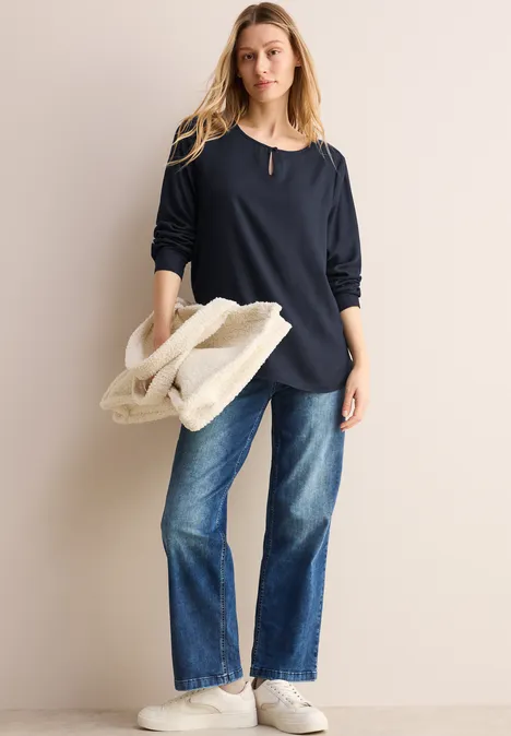 Bluse in Unifarbe universal blue