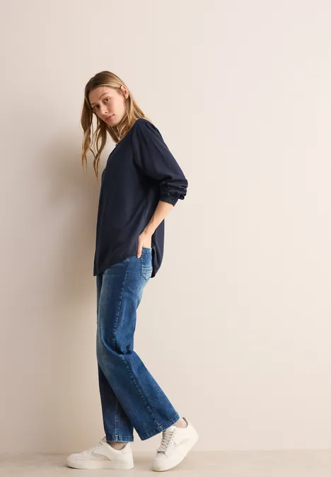 Bluse in Unifarbe universal blue