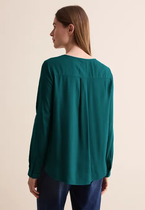 Bluse in Unifarbe petrol green