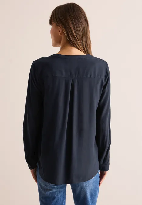 Bluse in Unifarbe universal blue