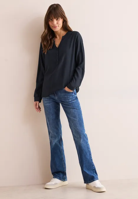 Bluse in Unifarbe universal blue