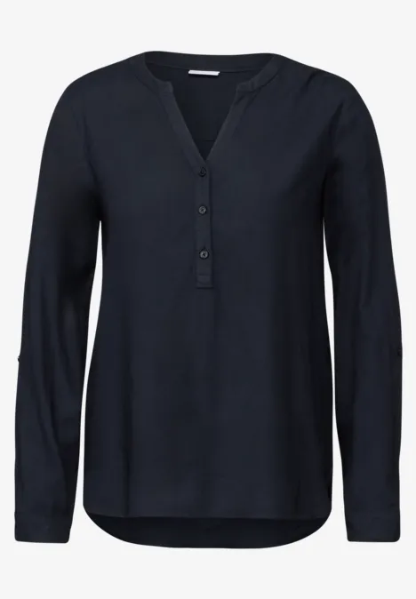 Bluse in Unifarbe universal blue