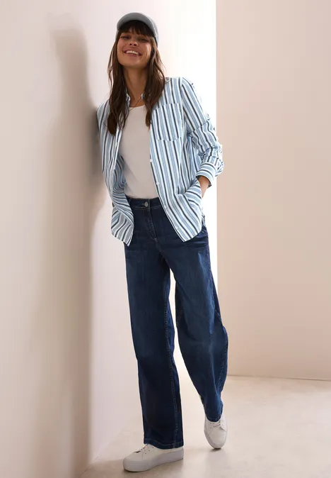 Gestreifte Longblouse fresh light blue