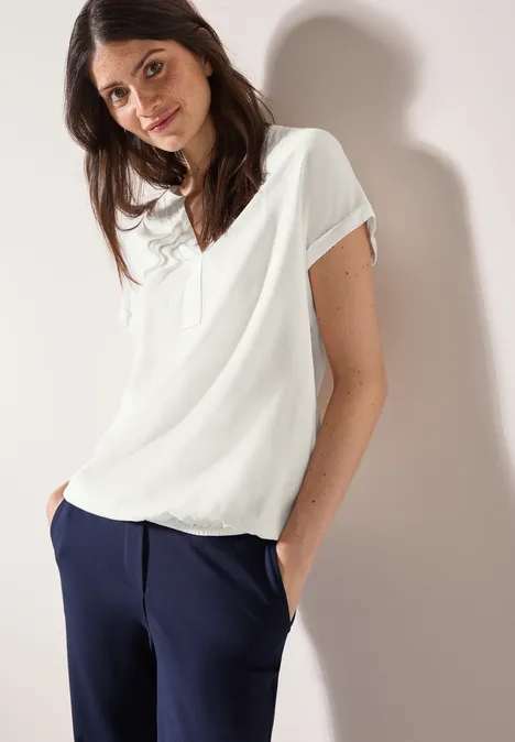 Bluse in Unifarbe vanilla white