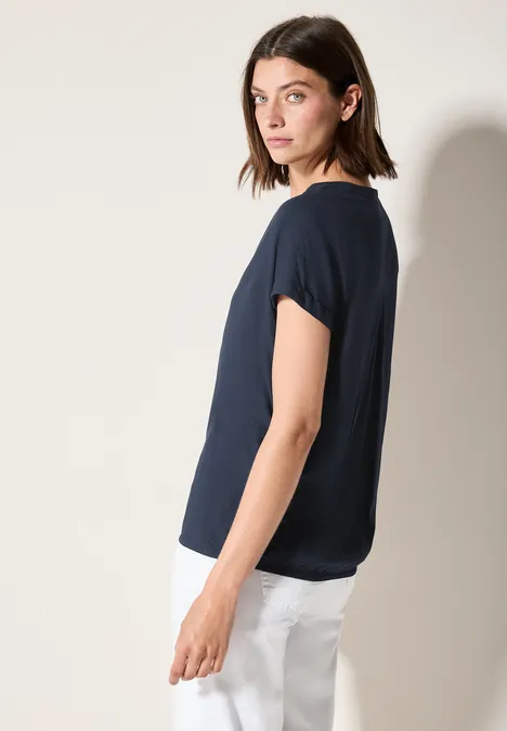 Bluse in Unifarbe universal blue