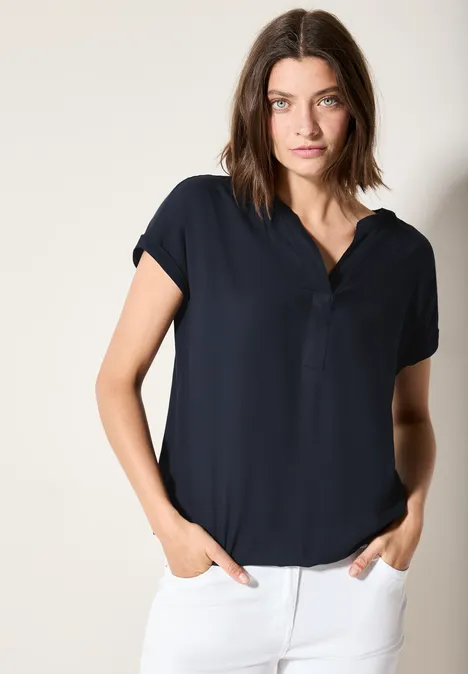Bluse in Unifarbe universal blue