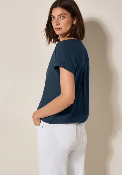 Bluse in Unifarbe dark petrol blue