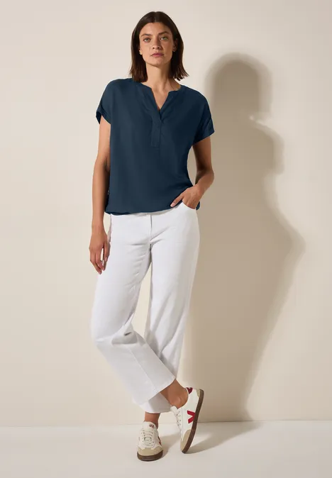 Bluse in Unifarbe dark petrol blue