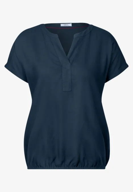 Bluse in Unifarbe dark petrol blue