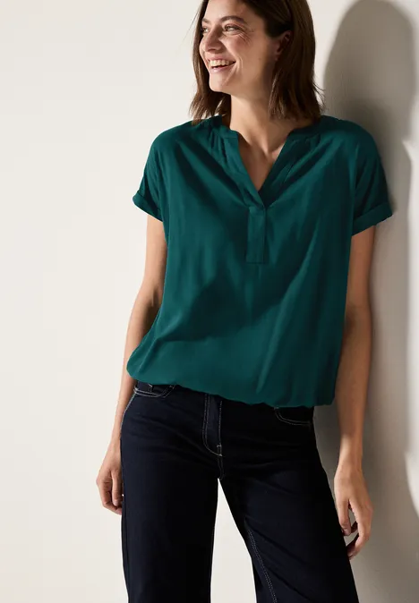 Bluse in Unifarbe green lagoon