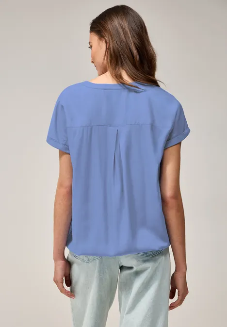 Bluse in Unifarbe aster blue