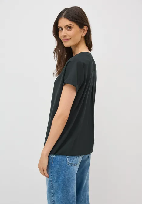 Bluse in Unifarbe ink green