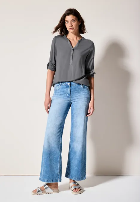 Bluse in Unifarbe graphite light grey