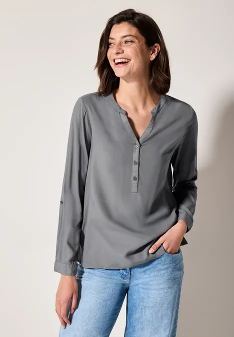 Bluse in Unifarbe graphite light grey